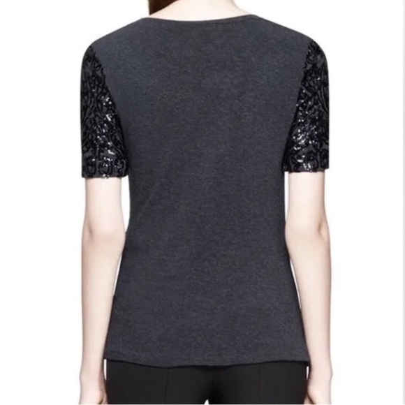Tory Burch Arabesque Sequins Wool Tee Carbon Melange Small - Picture 2 of 10